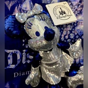 Disney Parks Disneyland 60th Birthday Diamond Anniversary Sequin Minnie Mouse